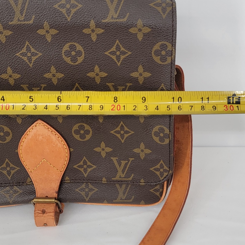 Louis Vuitton Cartouchiere Monogram Canvas Crossbody Bag Vintage Brown Leather - Picture 15 of 16